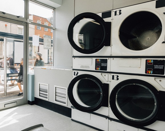 Washing machines in a laundromat